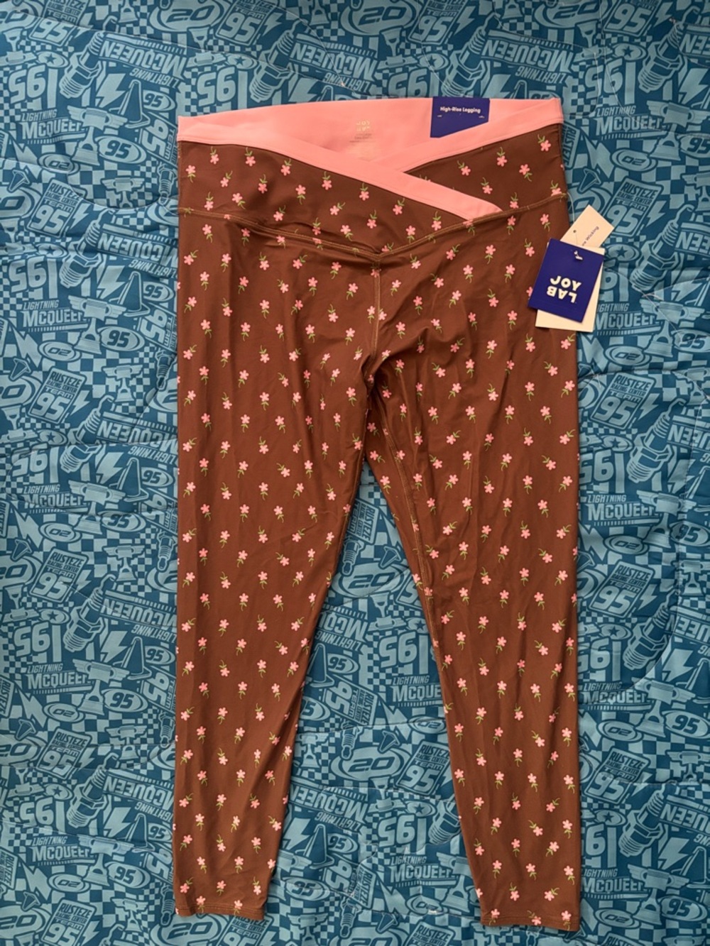 2/30 JoyLab Brown Leggings with Pink Floral Print